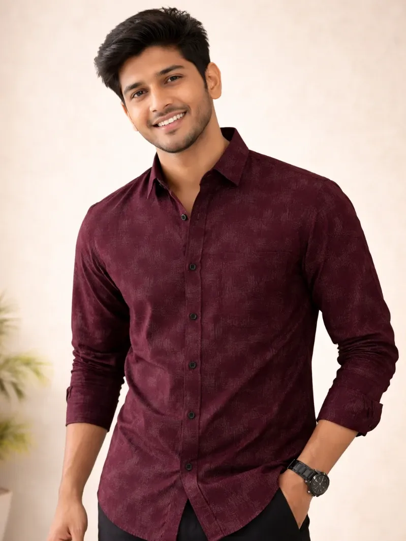 Men’s Oxford  Printed Full Sleeve Shirt – Premium Cotton Oxford Fabric